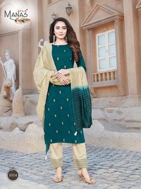 Manas Fab Delight Vol 3 Chinon Silk With Embroidery Work Kurti With Bottom Catalog