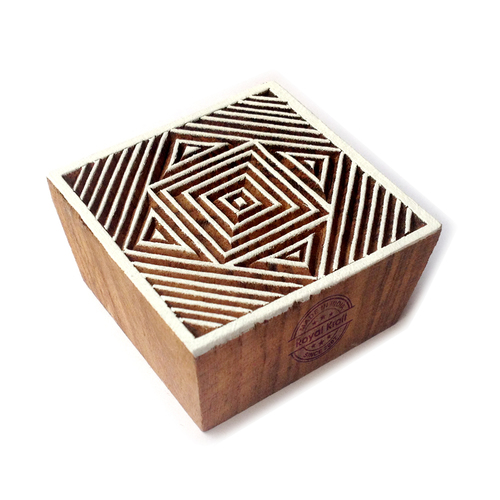 Geometric Square Wooden Block Printing Stamps
