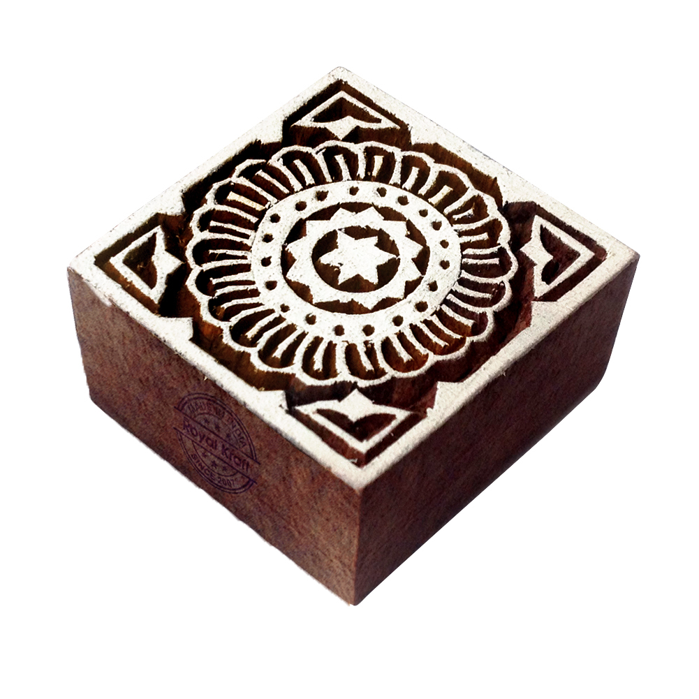 Geometric Square Wooden Block Printing Stamps