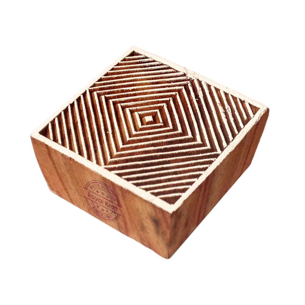Geometric Square Wooden Block Printing Stamps