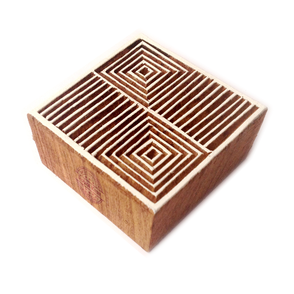 Geometric Square Wooden Block Printing Stamps