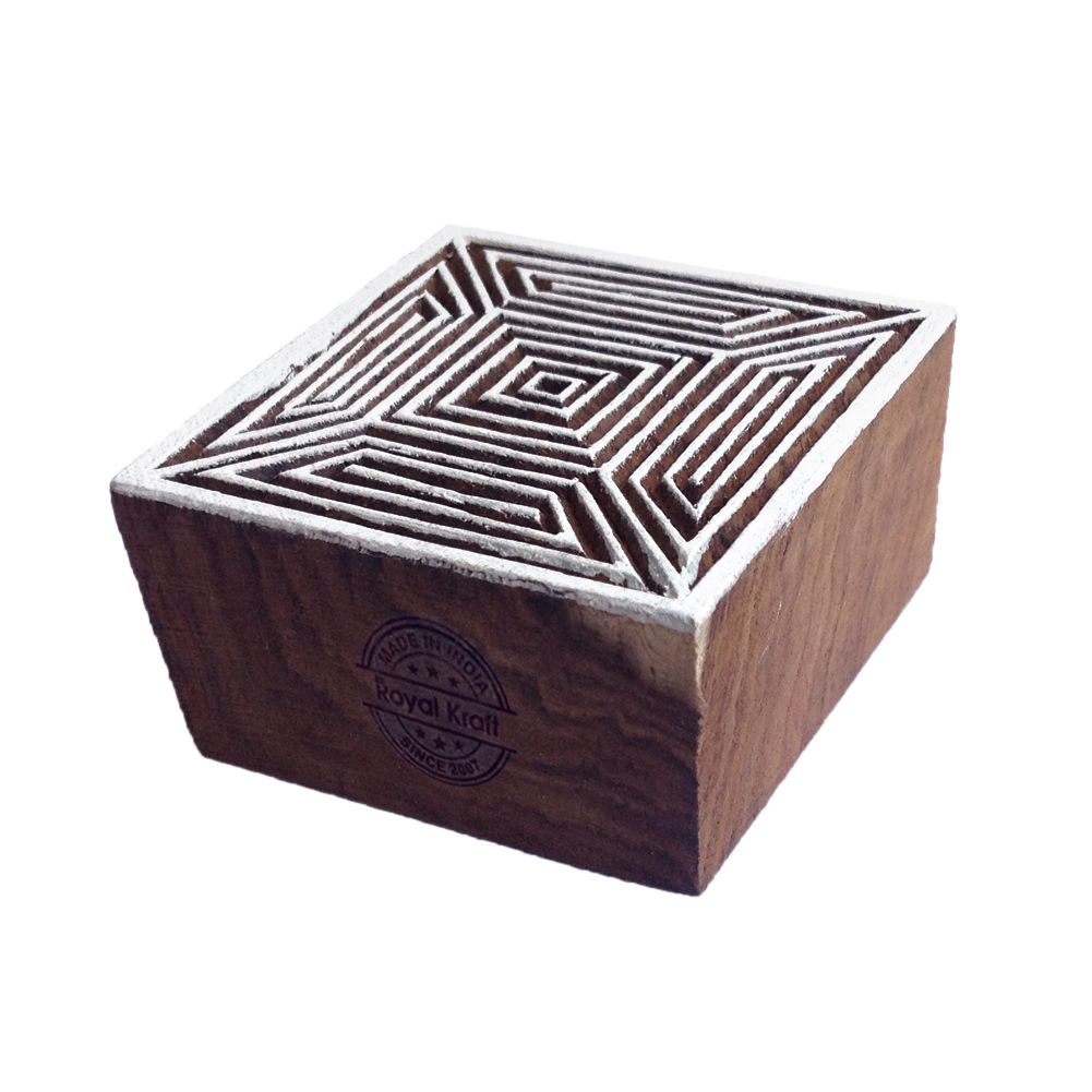 Geometric Square Wooden Block Printing Stamps