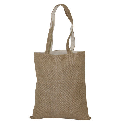 Customized Long Self Handle Jute Cotton Reversible Tote Bag