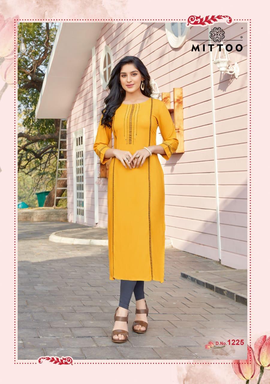 Mittoo Palak Vol 25 Heavy Rayon Long Kurti Catalog