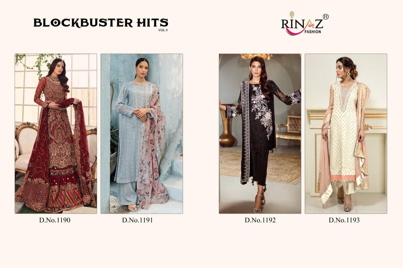 Rinaz Fashion Block Buster Hits Vol 9 Fox Georgette With Embroidery Pakistani Suit Catalog