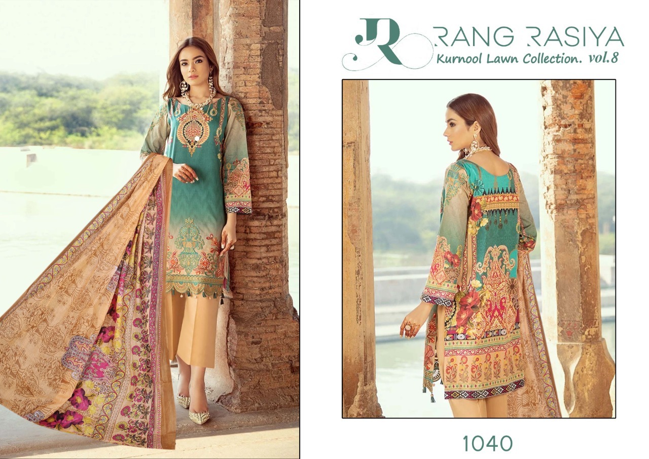Rang Rasiya Kurnool Lawn Collection Vol 8 Karachi Printed Dress Material Catalog
