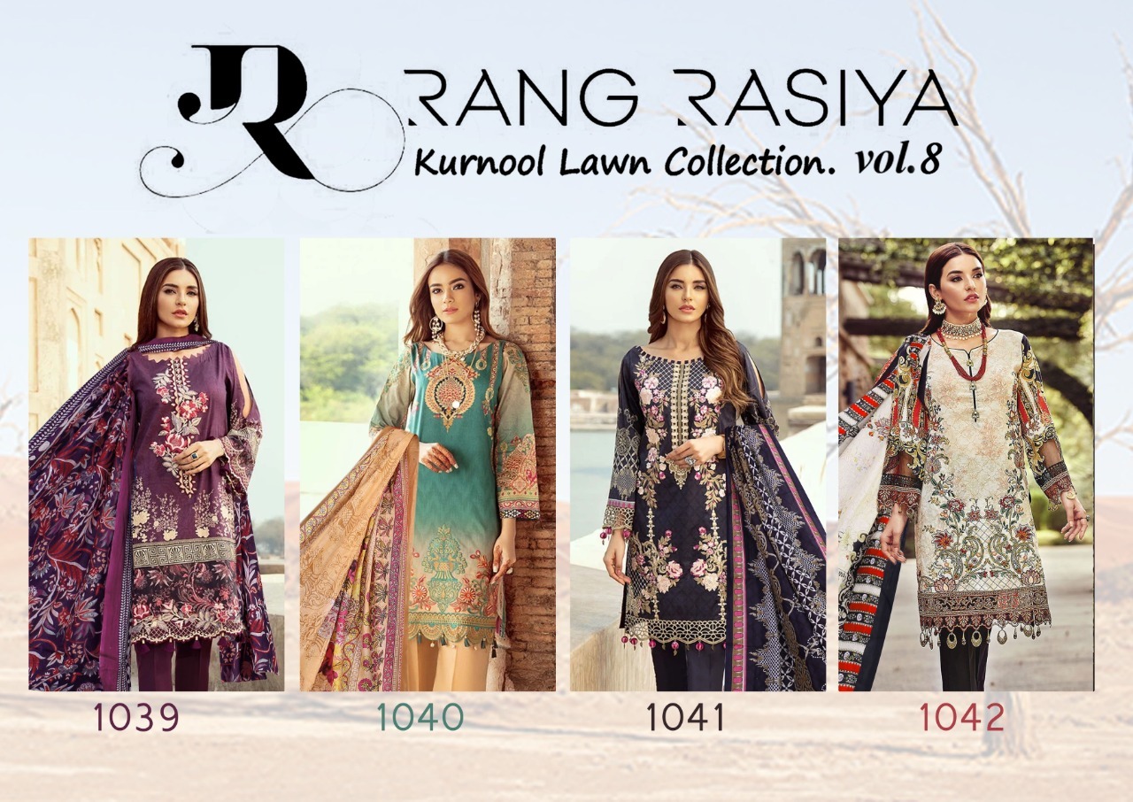 Rang Rasiya Kurnool Lawn Collection Vol 8 Karachi Printed Dress Material Catalog