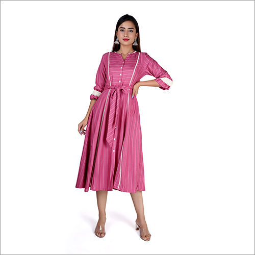 Washable Ladies Pink Designer Dress