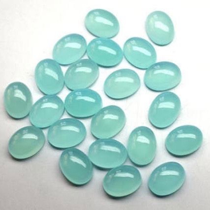 6x8mm Aqua Chalcedony Oval Cabochon Loose Gemstones