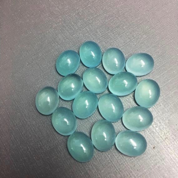 8x10mm Aqua Chalcedony Oval Cabochon Loose Gemstones