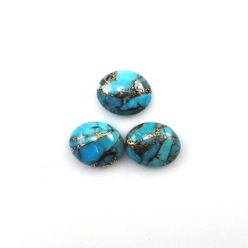 10x12mm Blue Copper Turquoise Oval Cabochon Loose Gemstones
