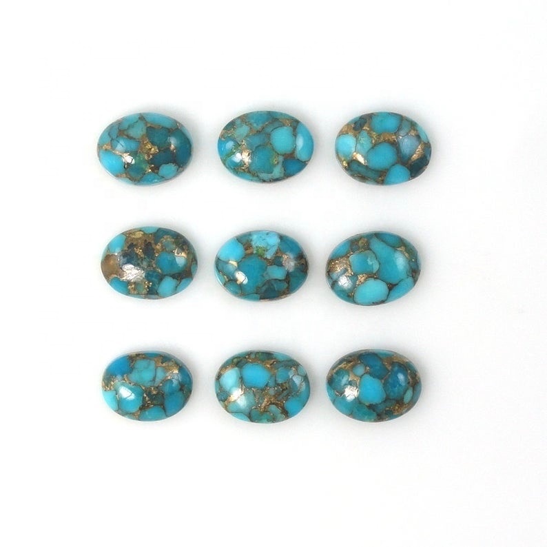 10x12mm Blue Copper Turquoise Oval Cabochon Loose Gemstones