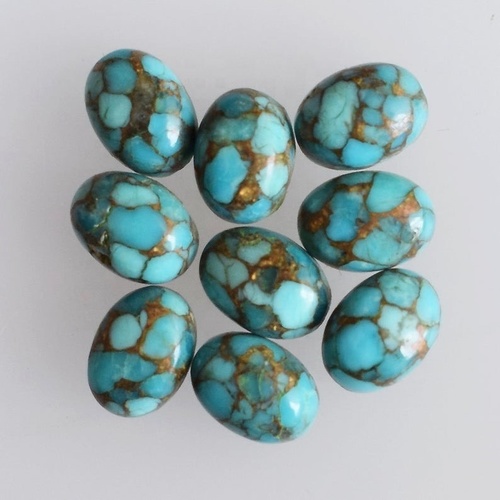 10x14mm Blue Copper Turquoise Oval Cabochon Loose Gemstones