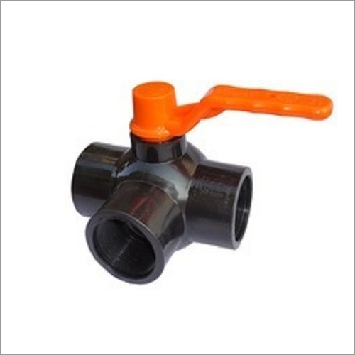 Black and Red Pvc 3 Way Ball Valve