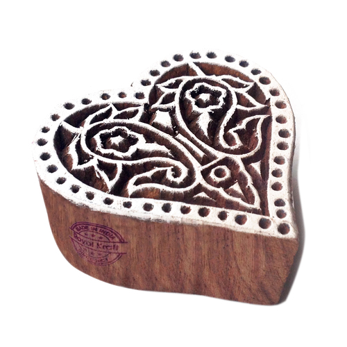 Heart Wooden Block Printing Stamps