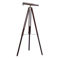 Floor Standing Admirals Antique Brass Binoculars with Wood Stand