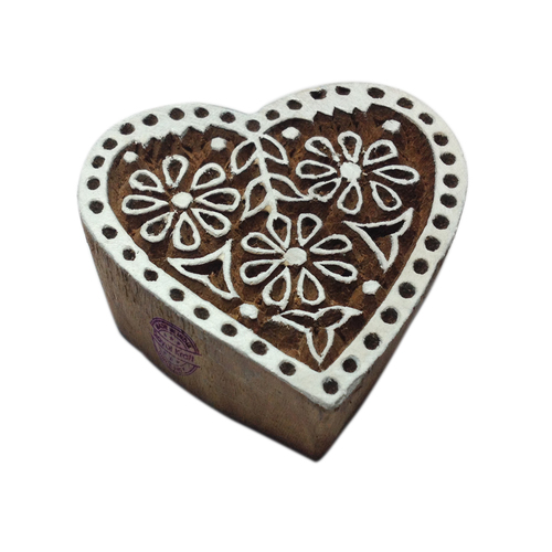 Heart Wooden Block Printing Stamps