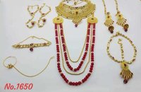 Bridal Necklace Set - Environmental Brass Alloy With Genuine Plating | Exquisite Design Featuring Emerald, Pearl, And Ruby Stones, Luxurious Gift Box Included