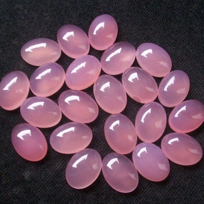 5x7mm Pink Chalcedony Oval Cabochon Loose Gemstones