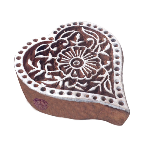 Heart Wooden Block Printing Stamps