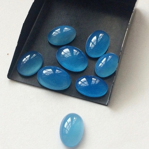 5x7mm Blue Chalcedony Oval Cabochon Loose Gemstones
