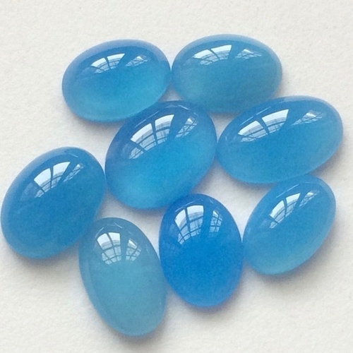 7x9mm Blue Chalcedony Oval Cabochon Loose Gemstones