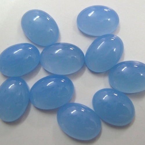 8x10mm Blue Chalcedony Oval Cabochon Loose Gemstones