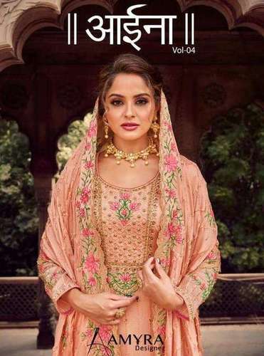 Amyra Designer Aaina Vol 4 Chinon With Embroidery Work Designer Suit Catalog