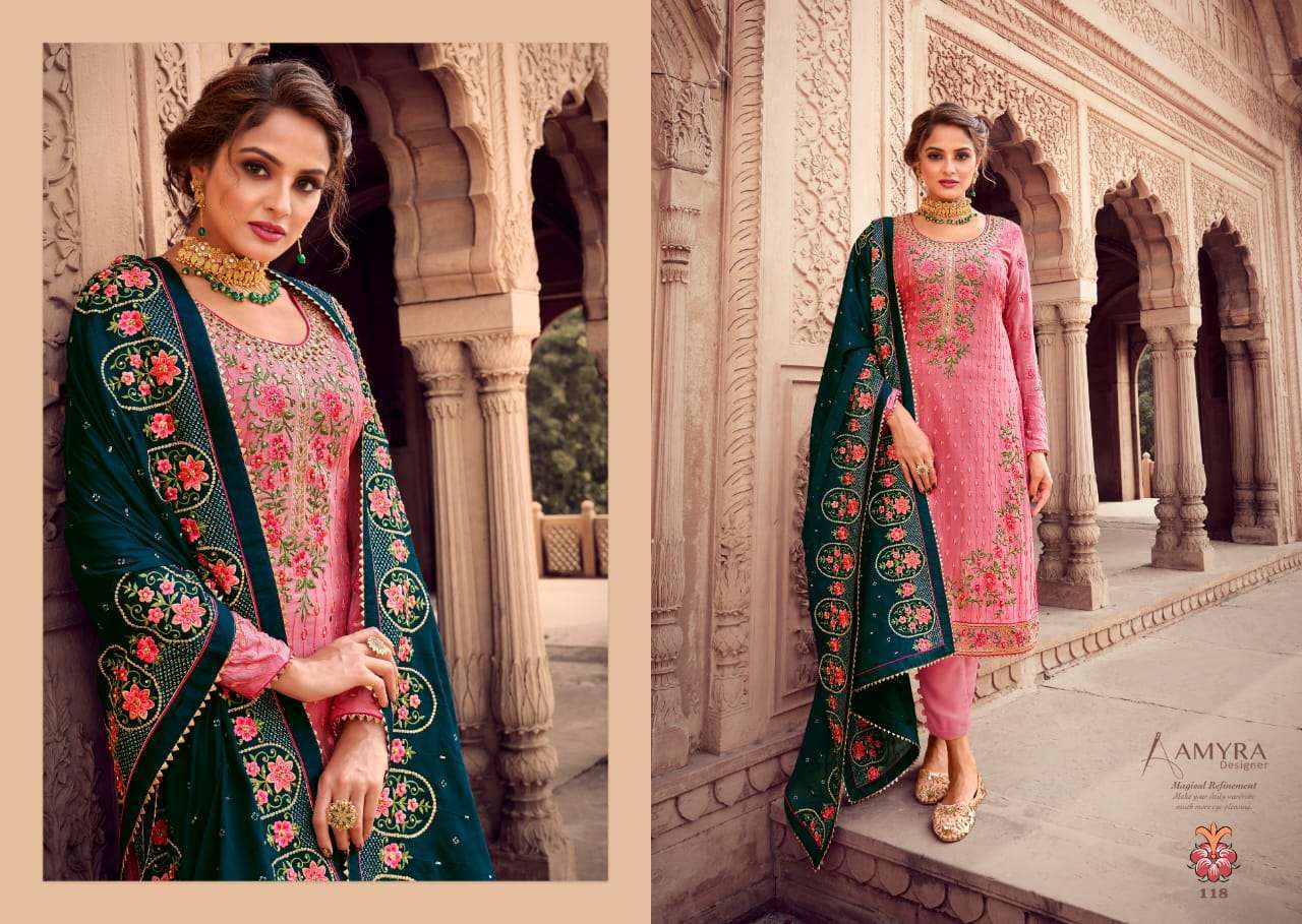 Amyra Designer Aaina Vol 4 Chinon With Embroidery Work Designer Suit Catalog