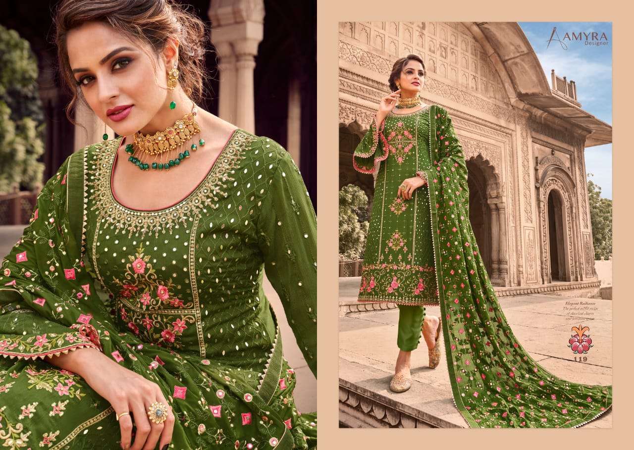 Amyra Designer Aaina Vol 4 Chinon With Embroidery Work Designer Suit Catalog