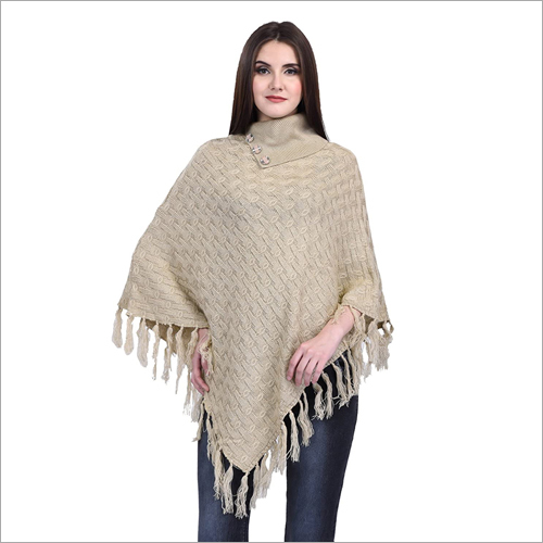 Washable Ladies Plain Woolen Poncho