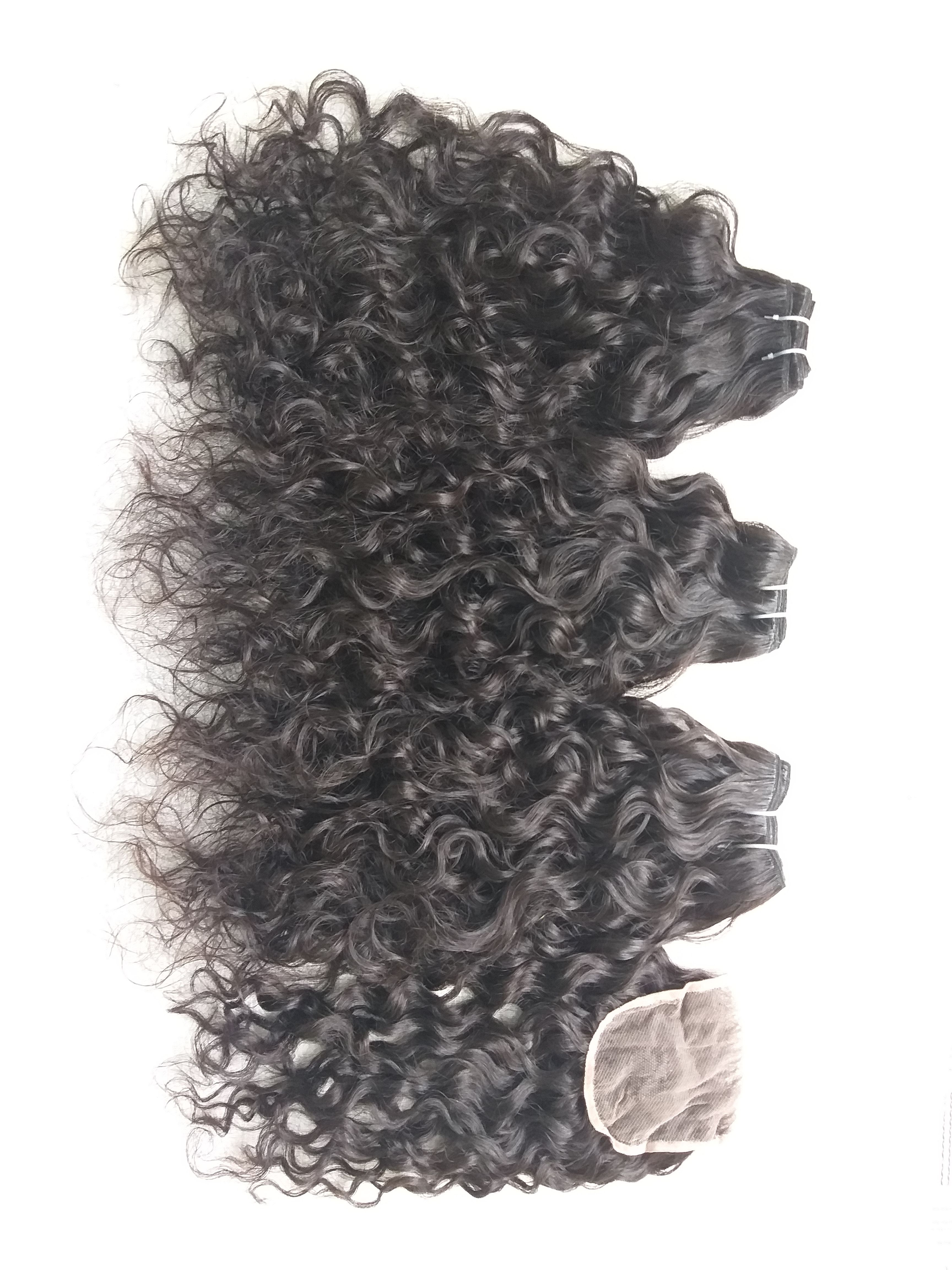 Natural Black Virgin Curly Human Hair Weaves