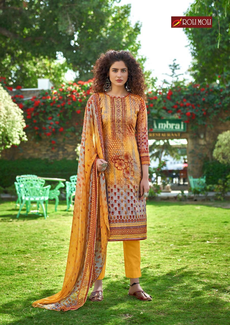 Roli Moli Maria Cambric Cotton Print With Siroswki Diamond Work Dress Material Catalog