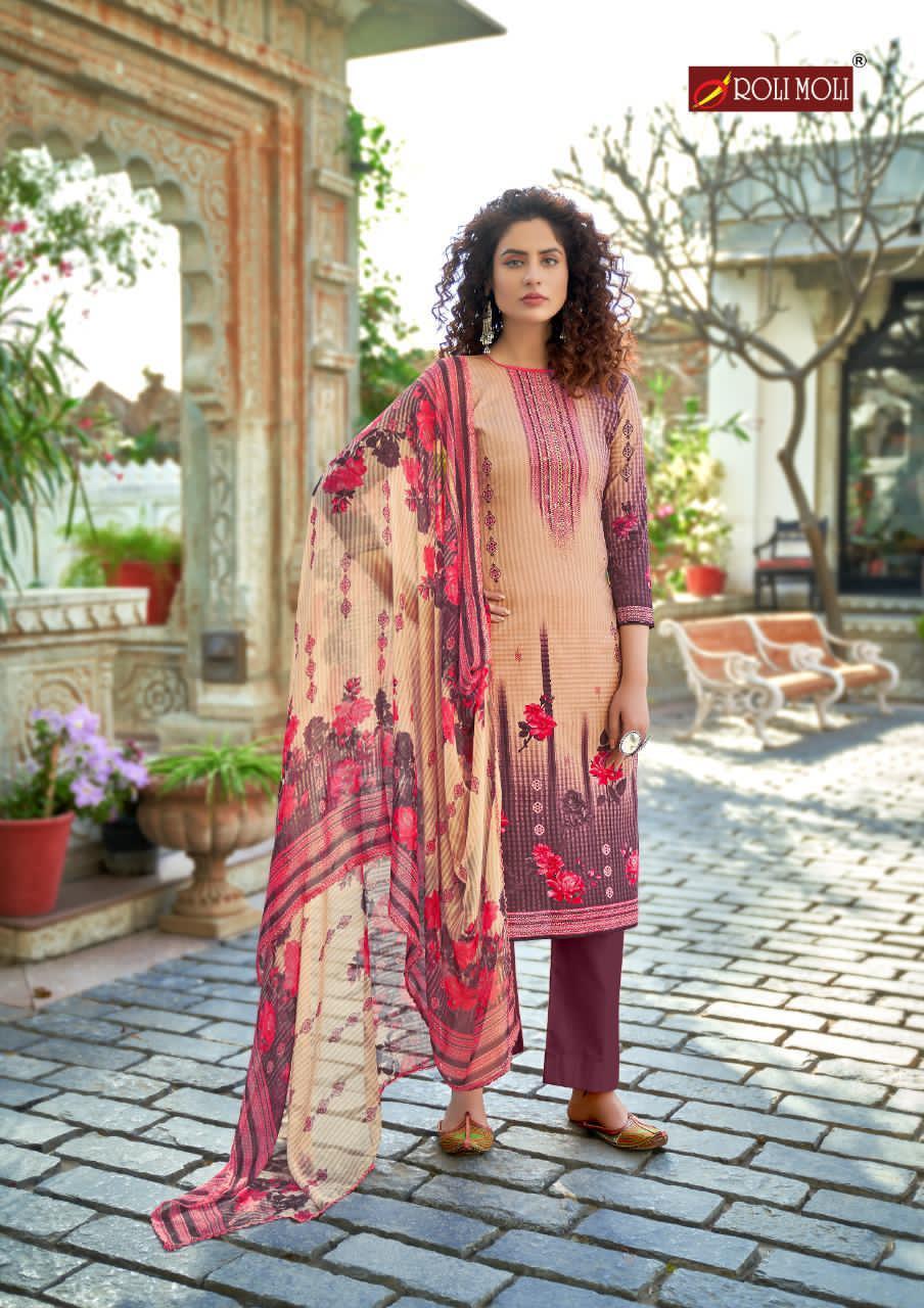 Roli Moli Maria Cambric Cotton Print With Siroswki Diamond Work Dress Material Catalog