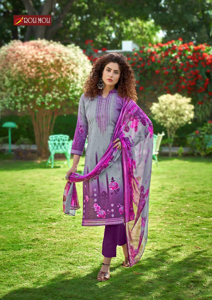 Roli Moli Maria Cambric Cotton Print With Siroswki Diamond Work Dress Material Catalog