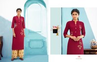 Kalaroop Milka Rayon With Fancy Embroidery Work Kurti With Plazzo Catalog