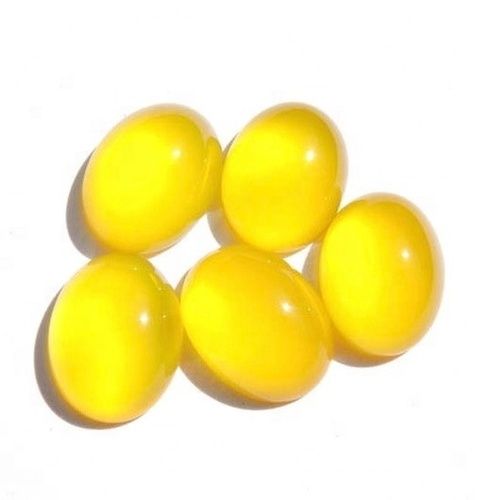 5x7mm Yellow Chalcedony Oval Cabochon Loose Gemstones Grade: Aaa