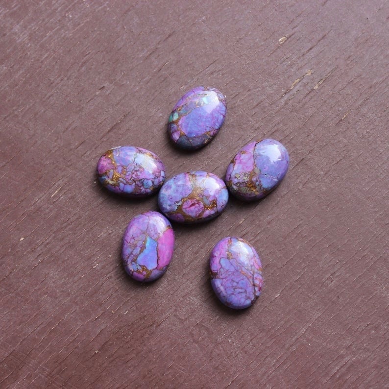 8x10mm Purple Copper Turquoise Oval Cabochon Loose Gemstones