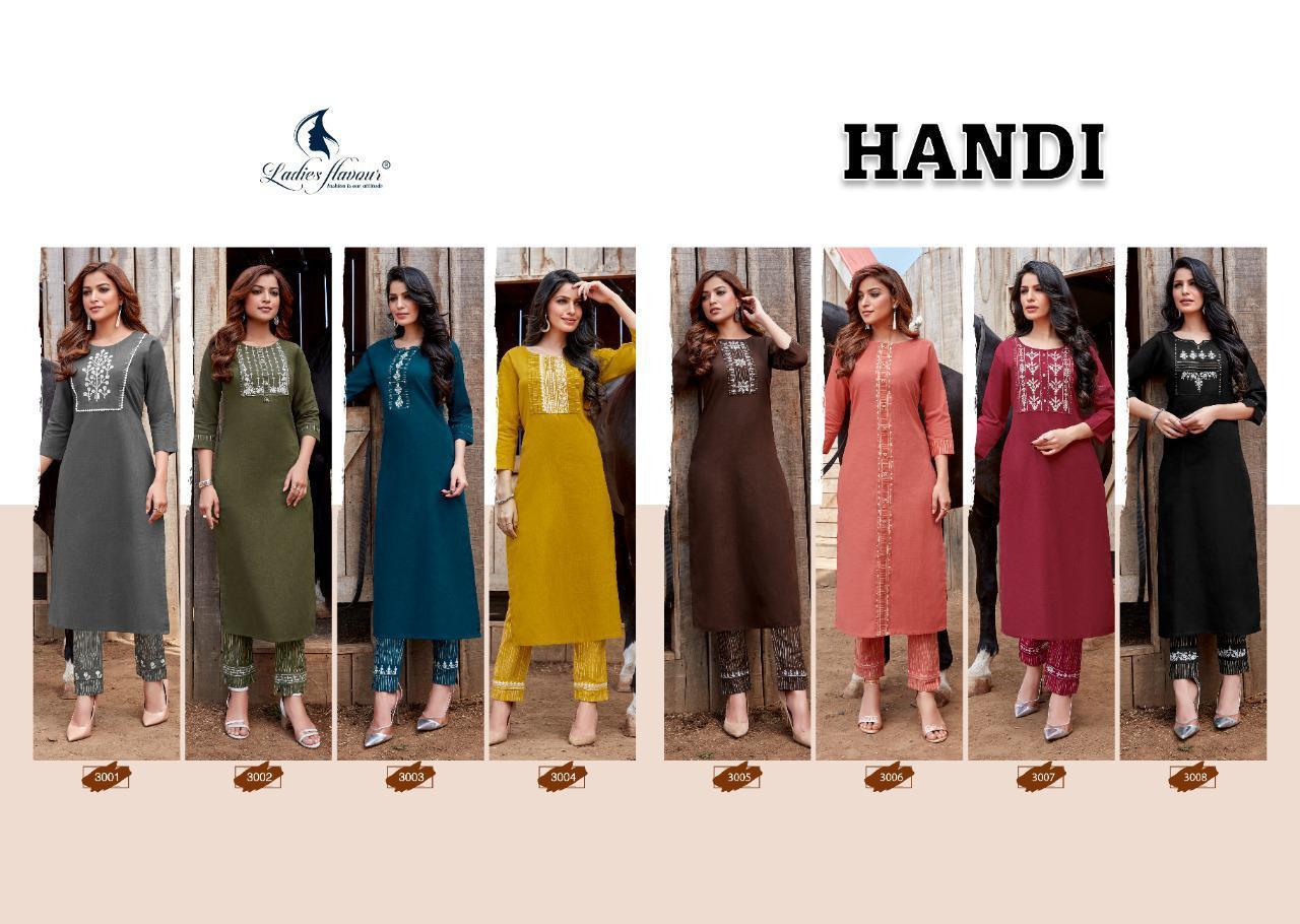 Ladies Flavour Handi Heavy Cotton With Embroidery Work Long kurti With Bottom Catalog