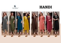Ladies Flavour Handi Heavy Cotton With Embroidery Work Long kurti With Bottom Catalog