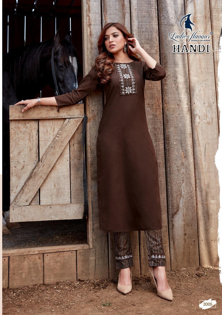 Ladies Flavour Handi Heavy Cotton With Embroidery Work Long kurti With Bottom Catalog