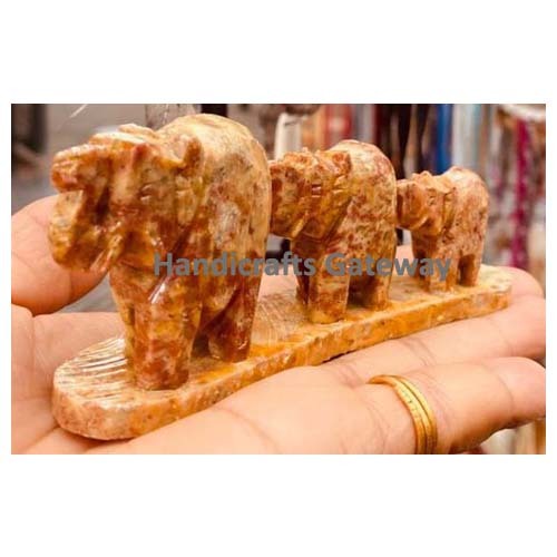 Natural Beautiful Soapstone Hand Carving Elephant Line