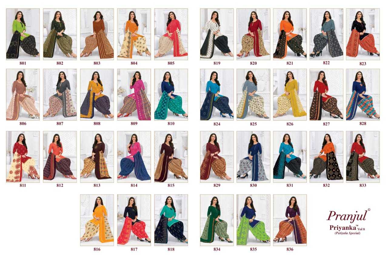 Pranjul Priyanka Vol 8 Cotton Printed Dress Material Catalog