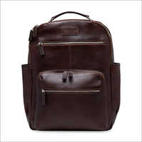 Brown Solid Medium Leather Backpack Bags