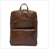 Tan Brown Solid Medium Leather Backpack Bags