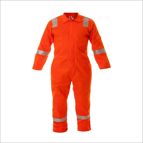 170 GSM Inherent Flame Retardant Safety Coverall - Orange, Different Sizes Available | Unisex, Reusable, Ideal for Industrial Usage