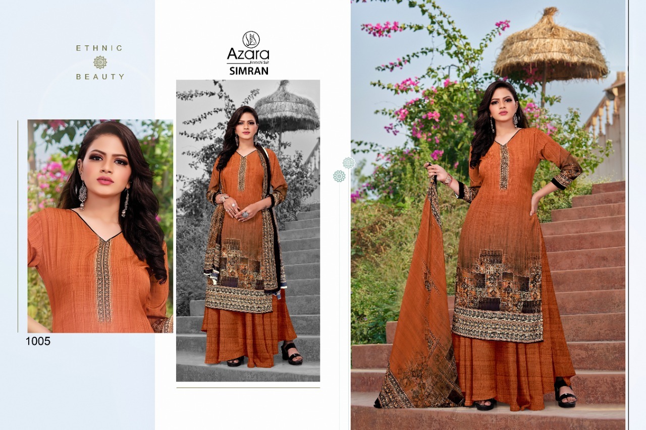 Azara Simran Crape Digital Printed Dress Material Catalog