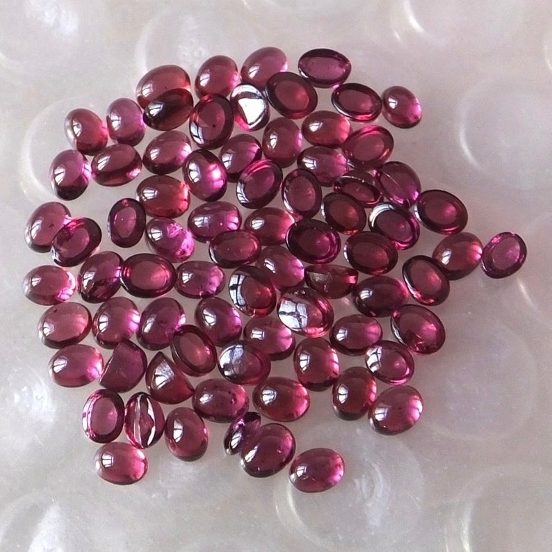 4x6mm Rhodolite Garnet Oval Cabochon Loose Gemstones