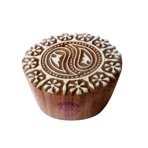 Round Wooden Block Printing Stamps