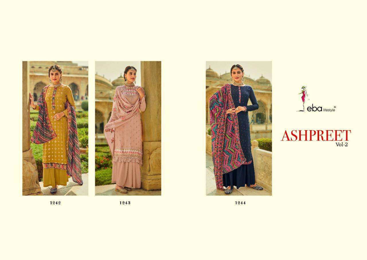 Eba Lifestyle Ashpreet Vol 2 Chinon With Embroidery Designer Suit Catalog